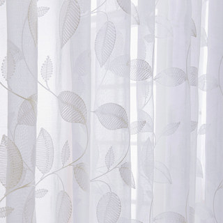 Wispy Woodland White Embroidered Voile Curtain 2