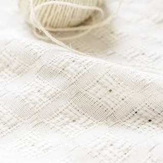 Woven Knit Cotton Blend Basketweave Patterned White Heavy Voile Curtain 5