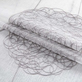 Dancing Pom Pom Embroidered Grey Voile Curtain 4