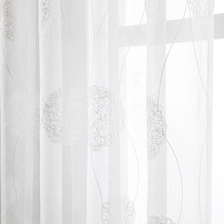 Dancing Pom Pom Embroidered Ivory White Voile Curtain 3