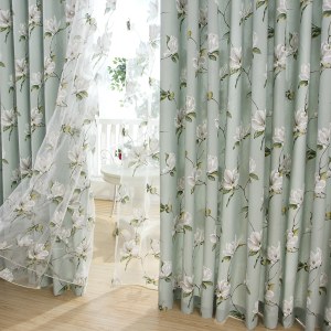 Morning Flower Sage Mint Green Curtain