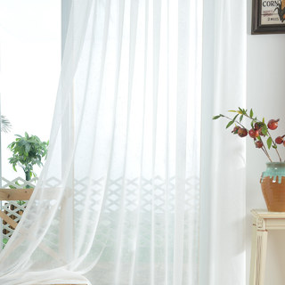 Touch of Sunshine White Heavy Semi Sheer Curtain 8