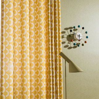 Hello Sunshine Modern Art Deco Yellow Patterned Curtain Drapes 9