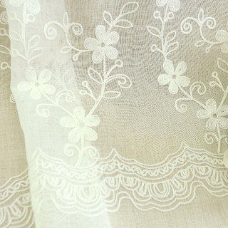 Touch Of Grace Embroidered White Flower Sheer Curtain