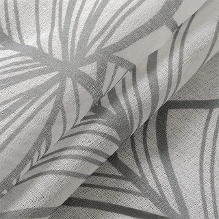 Lush Palm Tree Paradise Textured Gray Semi Sheer Curtain