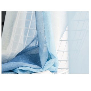 Sea Breeze Cocktail Pastel Sea Blue Coconut White Ombre Striped Sheer Curtain 8