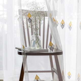 Tri-Diamond Windsor Embroidered Sheer Curtain 4