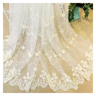 Angelina Ivory White Sheer Curtain with Embroidered Flowers 5