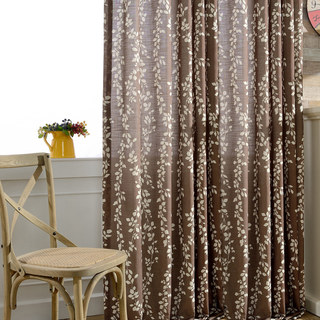 Pascal Brown Vine Print Semi Sheer Curtain