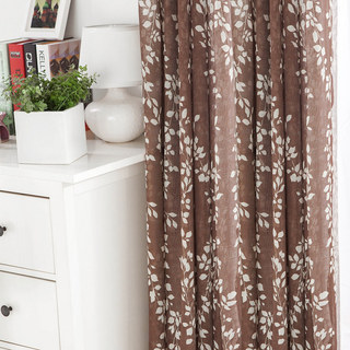 Pascal Brown Vine Print Semi Sheer Curtain 3