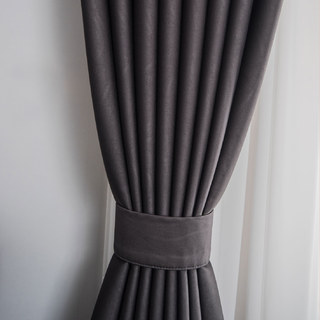 Rippled Waves Superthick Dark Gray 100% Blackout Curtain Drapes 8