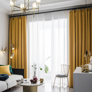 Superthick Lemon Yellow Blackout Curtain Drapes 2