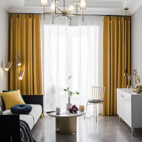 Superthick Lemon Yellow Blackout Curtain Drapes 1