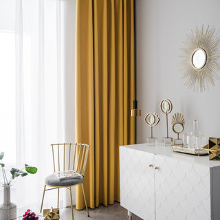 Superthick Lemon Yellow Blackout Curtain Drapes 4