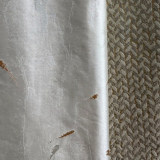 Koi Pond Jacquard Abstract Cream Light Gold Curtain 5