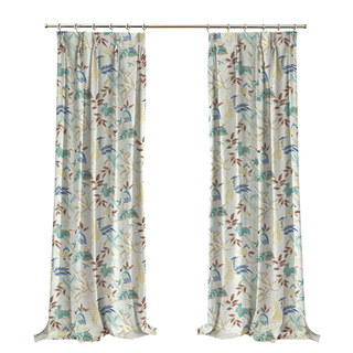 Jungle Mingle Monkey and Parrot Pastel Green Floral Velvet Curtain 3