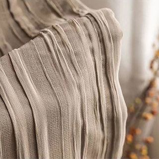 The Crush Mocha Crushed Striped Blackout Curtain Drapes 6