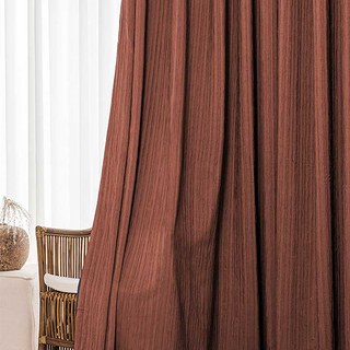 The Crush Terracotta Burnt Orange Rust Red Crushed Striped Blackout Curtain 4