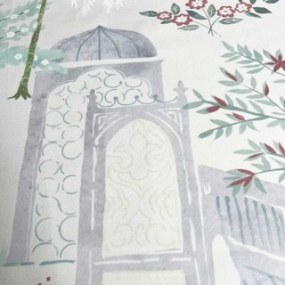 Persian Garden Gray Dome Floral Velvet Curtain