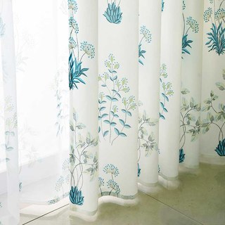Springfield Turquoise Green Print Floral Sheer Curtain 3