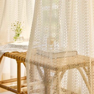 Bohemian Cream Geometric Lace Net Curtain 2