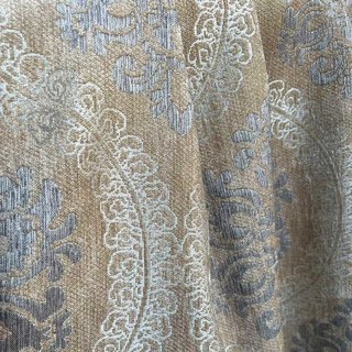 Legacy Luxury Chenille Damask Grey & Mocha Brown Curtain