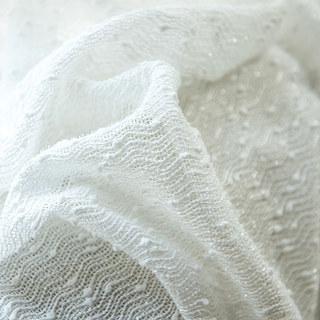Ripple Wave Tweed Inspired Ivory White Glittery Sheer Curtain 6