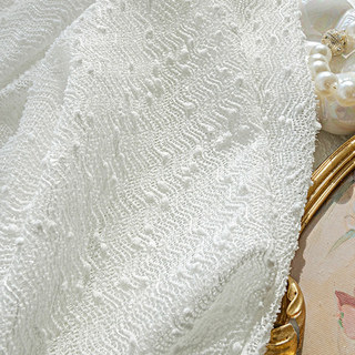 Ripple Wave Tweed Inspired Ivory White Glittery Sheer Curtain 8