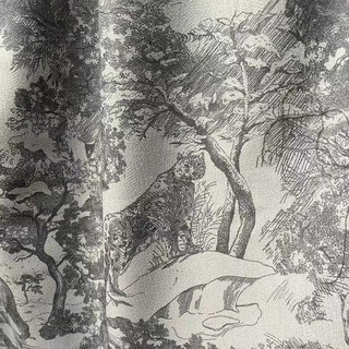 Forest Tale Toile de Jouy Bear Leopard Owl Gray Blackout Animal Chenille Curtains 4