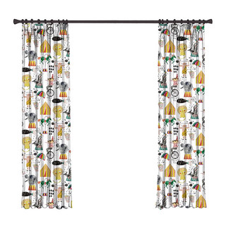 Circus Animals and Clown Linen Style Print Curtain 5