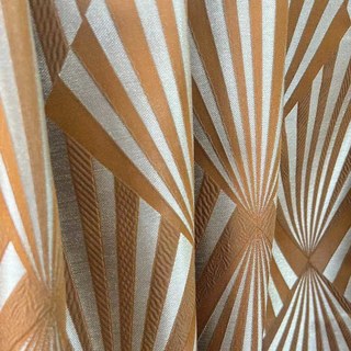 Deco Diamond Jacquard Geometric Terracotta Orange Faux Silk Curtains 3