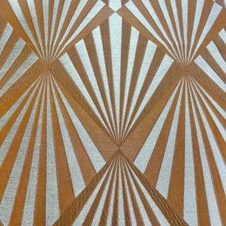 Deco Diamond Jacquard Geometric Terracotta Orange Faux Silk Curtains 4