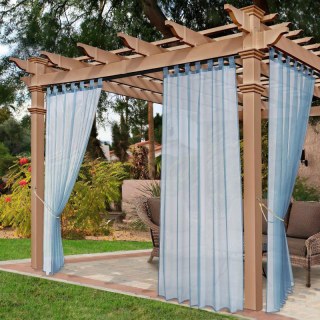 Laguna Outdoor Waterproof Haze Blue Sheer Curtain