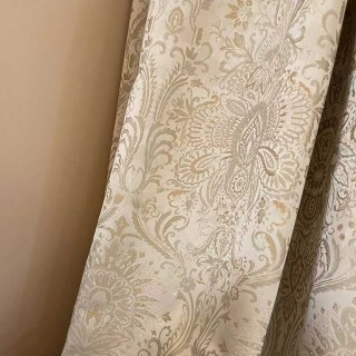 Ritz Luxury Jacquard Brocade Cream Gold Damask Floral Curtain 5
