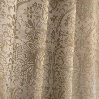 Ritz Luxury Jacquard Brocade Cream Gold Damask Floral Curtain 7