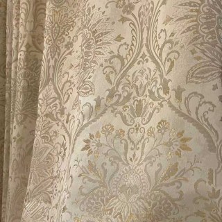Ritz Luxury Jacquard Brocade Cream Gold Damask Floral Curtain 4