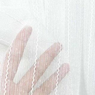Whispering Waves Ivory White Shimmering Striped Sheer Curtain 5