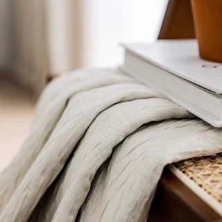 Dune Flow Beige Cream Crinkle Crushed Blackout Curtain 5