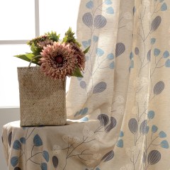 Block Leaf Floral Cream Curtain