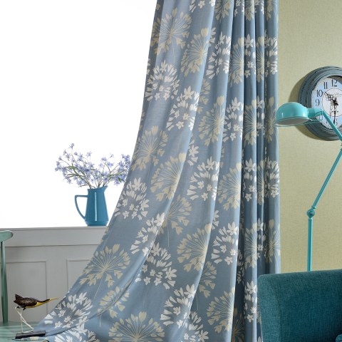 Breeze Powder Blue Floral Curtain 1