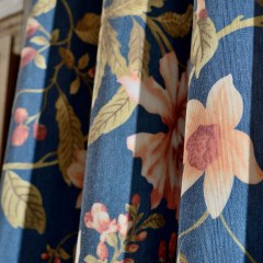 Elegant Peony Blue Curtain 2