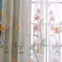 Fragrance Blue Branch Embroidered Sheer Curtain