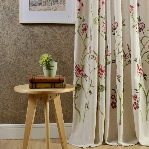 Fragrance Green Branch Embroidered Curtain 1