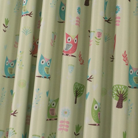 Owl Green Haze Curtain 1