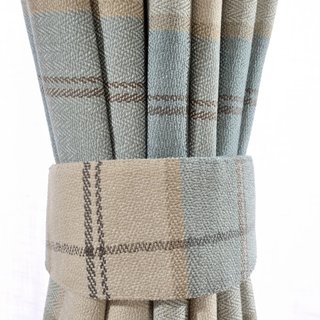 Cosy Plaid Check Light Blue Chenille Curtain 6