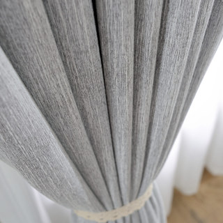 Cozy Subtle Textured Light Grey Blackout Curtain 4