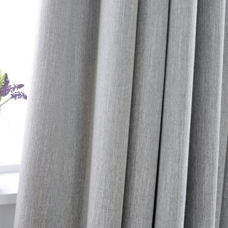 Cozy Subtle Textured Light Grey Blackout Curtain 5
