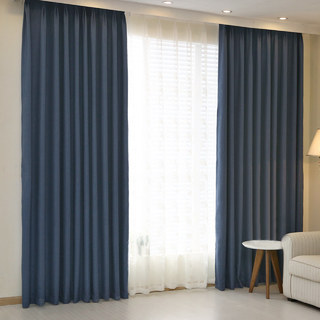 Subtle Spring Denim Navy Blue Curtain