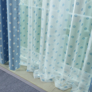 Classic Blue Polka Dot Sheer Curtain 2