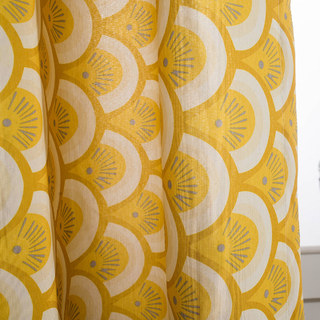 Hello Sunshine Modern Art Deco Yellow Floral Curtain 5